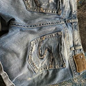 Silver shorts distressed